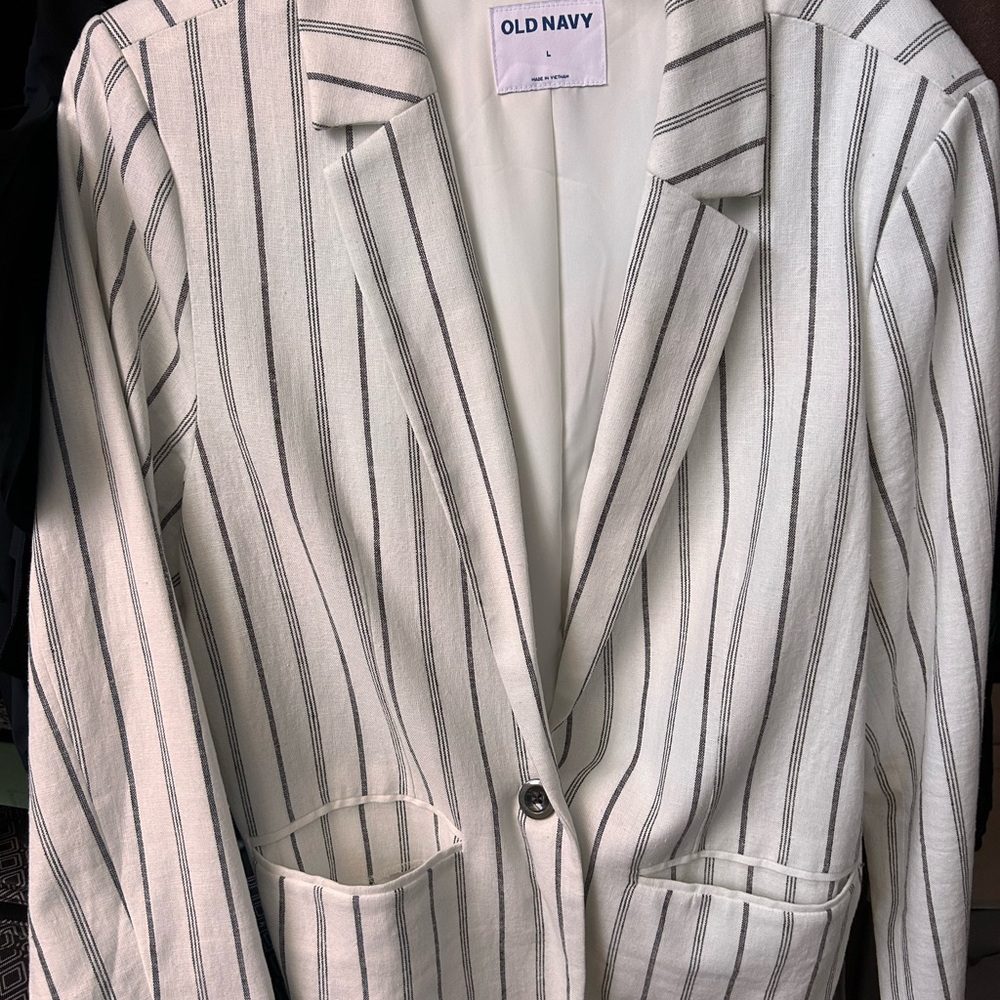 Old Navy White Blazer with Black Accents